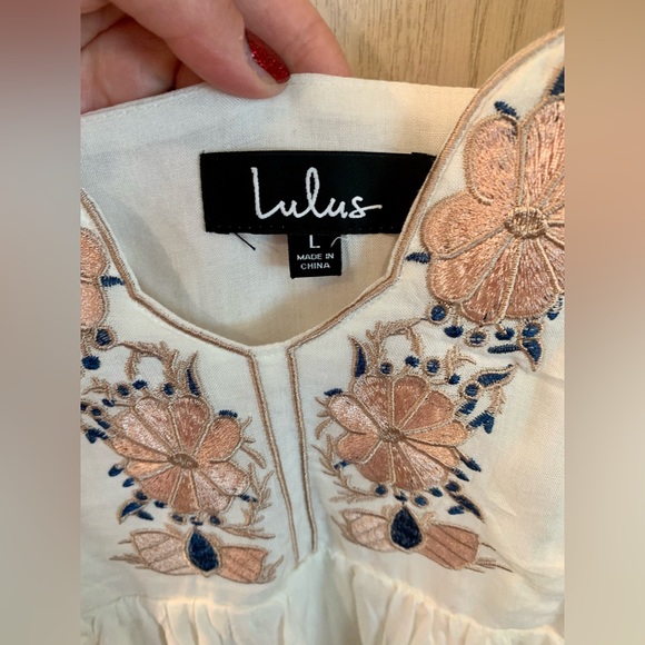 🆕NWT Lulu's white Spaghetti strap mini Dress with Embroidery - Picture 10 of 15